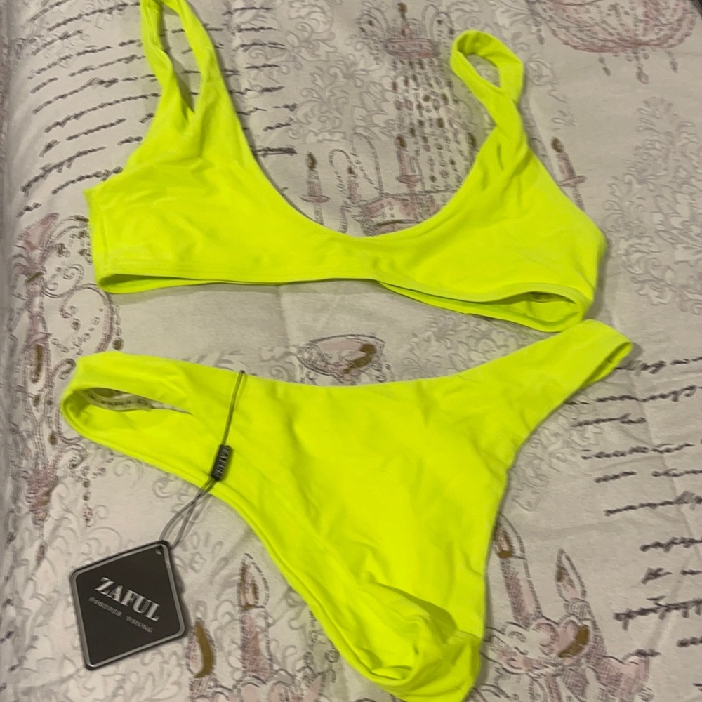 NWT Zaful Thong Bikini- Neon Yellow